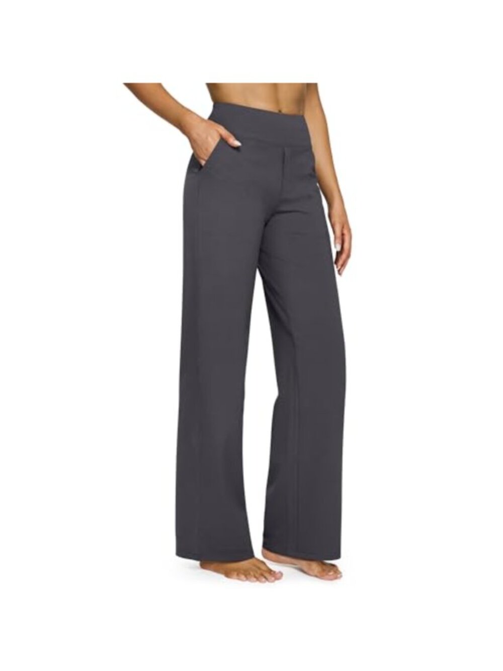 Wide Leg Yoga Dress Pants High Waist Pockets Pull On